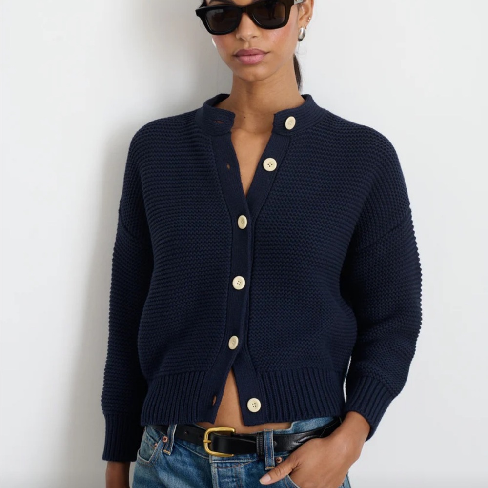 Alex Mill Nico Navy Knit Button-Front Cardigan